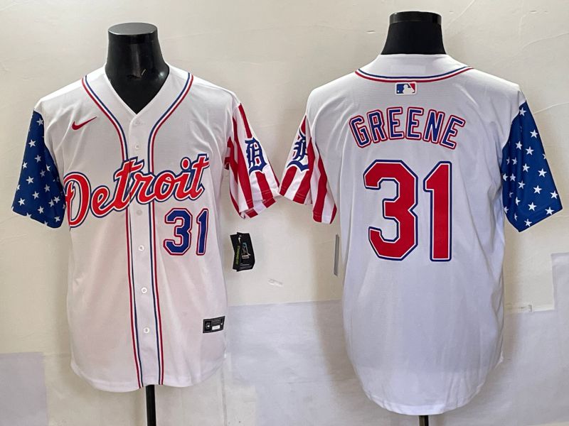 Men Detroit Tigers #31 Greene White National Flags 2025 Nike MLB Jersey style 1->detroit tigers->MLB Jersey